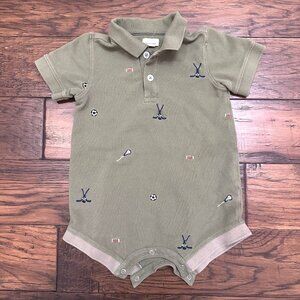 Blue Rooster Romper with Sports Embroidery